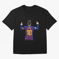 Lionel Messi Barcelona's Version Classic T-Shirt Capture Stadium Memories from FIFA World Cup 2026 Group Stage Celebrating Messi, Neymar and Mbappe, England, France and Netherlands Energy, Champion Mindset, Group Stage Buzz, Knockout Tension and
