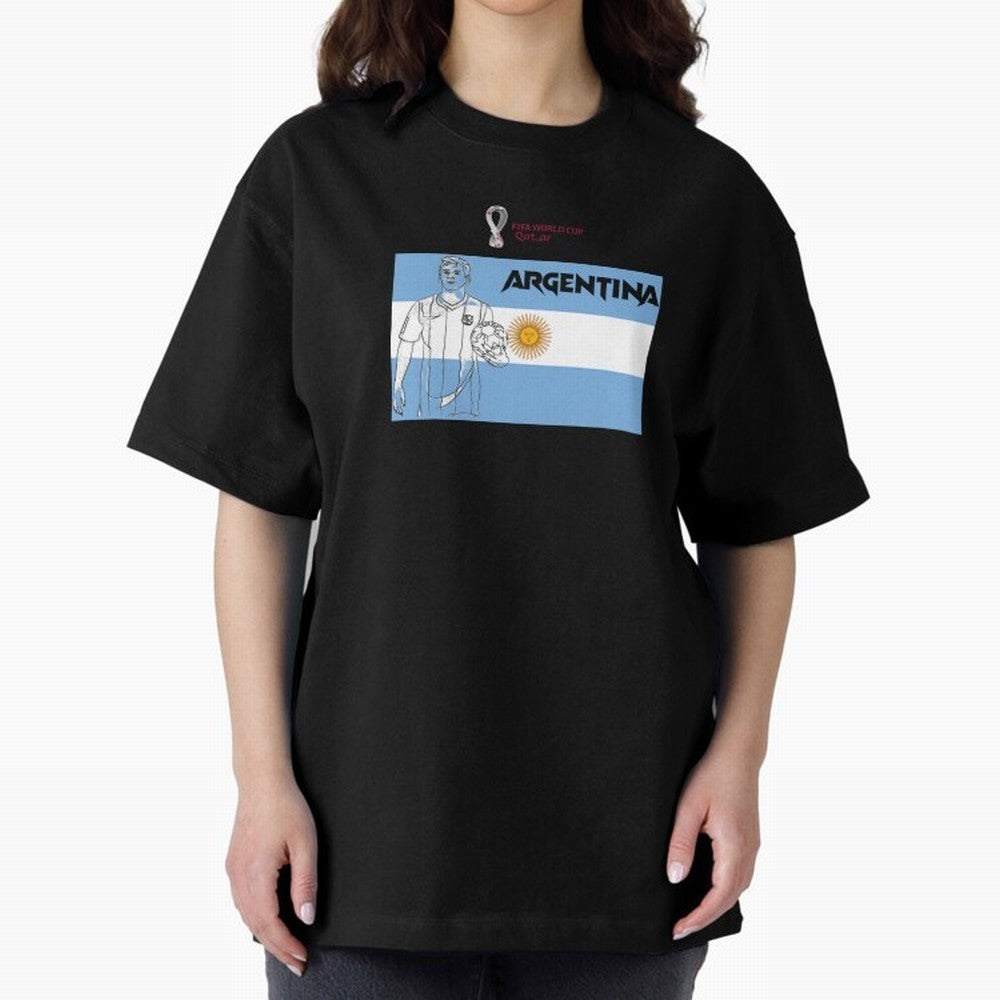 Argentina - FIFA World Cup - Qatar 2022 Oversized T-Shirt Cheer through Every Moment of Match Day Hype around FIFA World Cup 2026 USA Canada Mexico, Messi, Neymar and Mbappe, Spain and Netherlands, Fan Favorite Moments, National Team Passion, Big