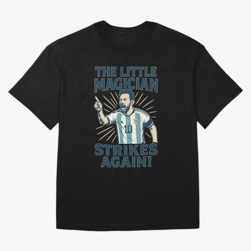 Messi - The Magician Oversized T-Shirt Create FIFA World Cup 2026 for Fans of Neymar and Germany, Bringing Vintage Soccer Flavor, Modern Football Stars, National Flags and Final Night Emotion; Ideal for Football Dads, Football Moms, Friends,