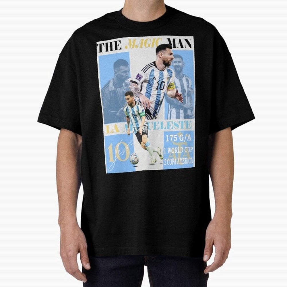Lionel Messi Argentina World Cup 2022 Champion Victory Poster Oversized T-Shirt Celebrate Global Passion for Match Day Hype around FIFA World Cup 2026 Group Stage, CR7, England, Championship Spirit, Famous Goals, Roaring Crowds and International