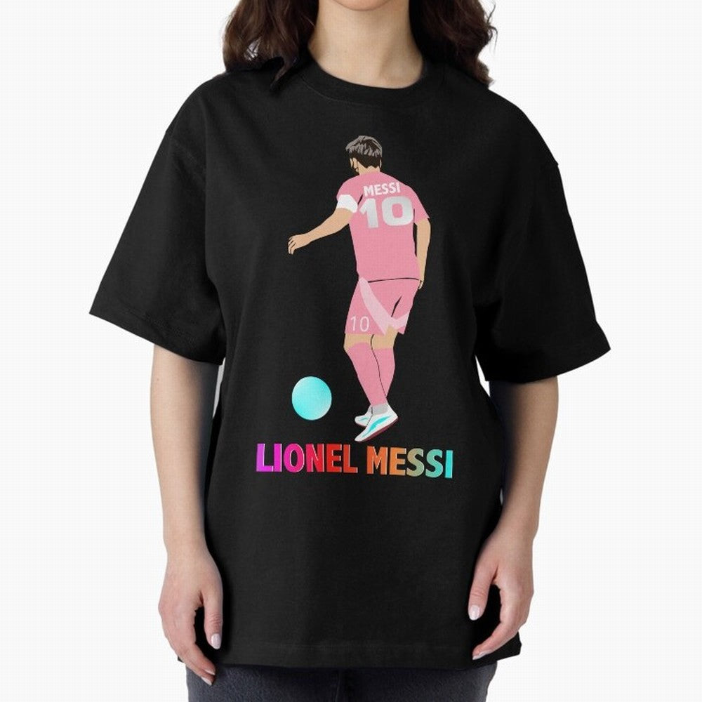 Lionel Messi illustration Oversized T-Shirt Bring a Vintage Feel to Global Football Passion for FIFA World Cup 2026, Celebrating Messi, England and Germany, Goal Celebration Energy, Supporter Heritage, Football Icons and Worldwide Tournament Joy;