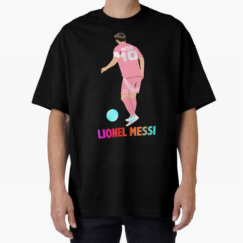 Lionel Messi illustration Oversized T-Shirt Bring a Vintage Feel to Global Football Passion for FIFA World Cup 2026, Celebrating Messi, England and Germany, Goal Celebration Energy, Supporter Heritage, Football Icons and Worldwide Tournament Joy;