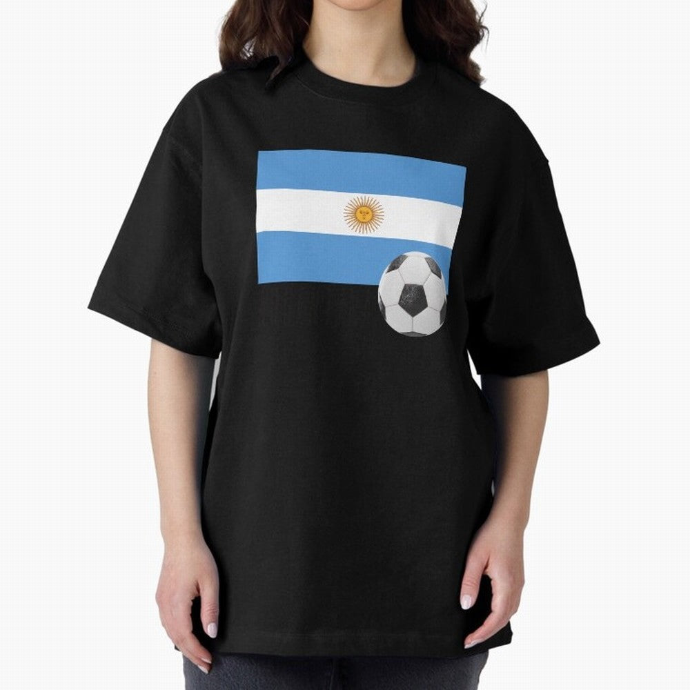 Flag of Argentina with a Football Oversized T-Shirt Represent Football Lovers during FIFA World Cup 2026 Built around Messi, Germany Energy, Tournament Hype, Historic Matchups, Family Viewing Parties and Global Sports Pride; Ideal for Football