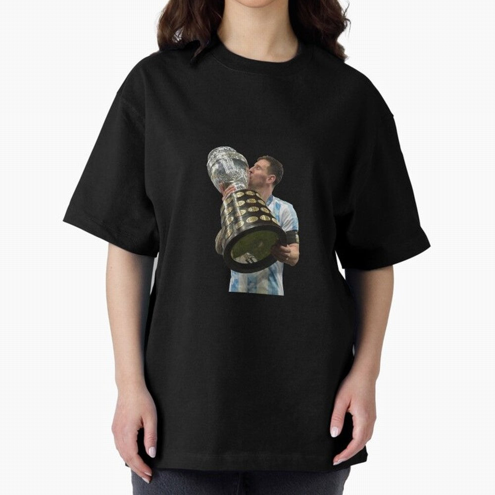 Messi Cup Oversized T-Shirt Honor Football Greatness during FIFA World Cup 2026 Spirit, Inspired by England, France and Netherlands, CR7, Champion Mindset, Group Stage Buzz, Knockout Tension and Passionate Fan Culture; Great for Supporters Who Love