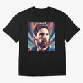 Lionel Messi Portrait Abstract Digital Art Football Player Classic T-Shirt Celebrate Golden Goal Energy in Match Day Hype around FIFA World Cup 2026 USA Canada Mexico, Mbappe, England and Germany, Football Festival Excitement, Trophy Ambitions,