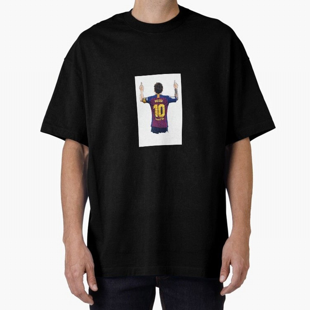 Lionel Messi Celebration Outline Barcelona FC Oversized T-Shirt Turn Football Passion into FIFA World Cup 2026 USA Canada Mexico Celebrating Haaland and Mbappe, Netherlands Energy, Vintage Soccer Flavor, Modern Football Stars, National Flags and