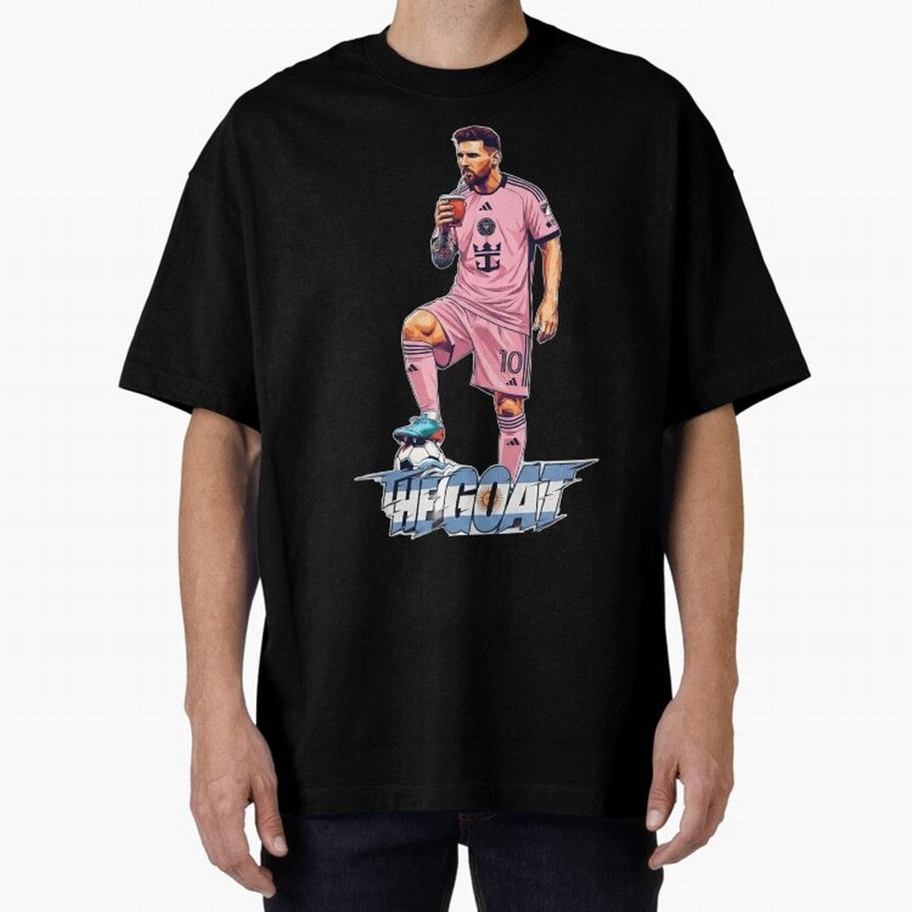 Messi Illustrated Style Drinking Mate ¨C Design by The Goat - Inter Miami Classic T-Shirt Keep the Legacy of Global Football Passion for FIFA World Cup 2026, Inspired by Cristiano Ronaldo, Haaland and CR7, Brazil, Football History, Final Match