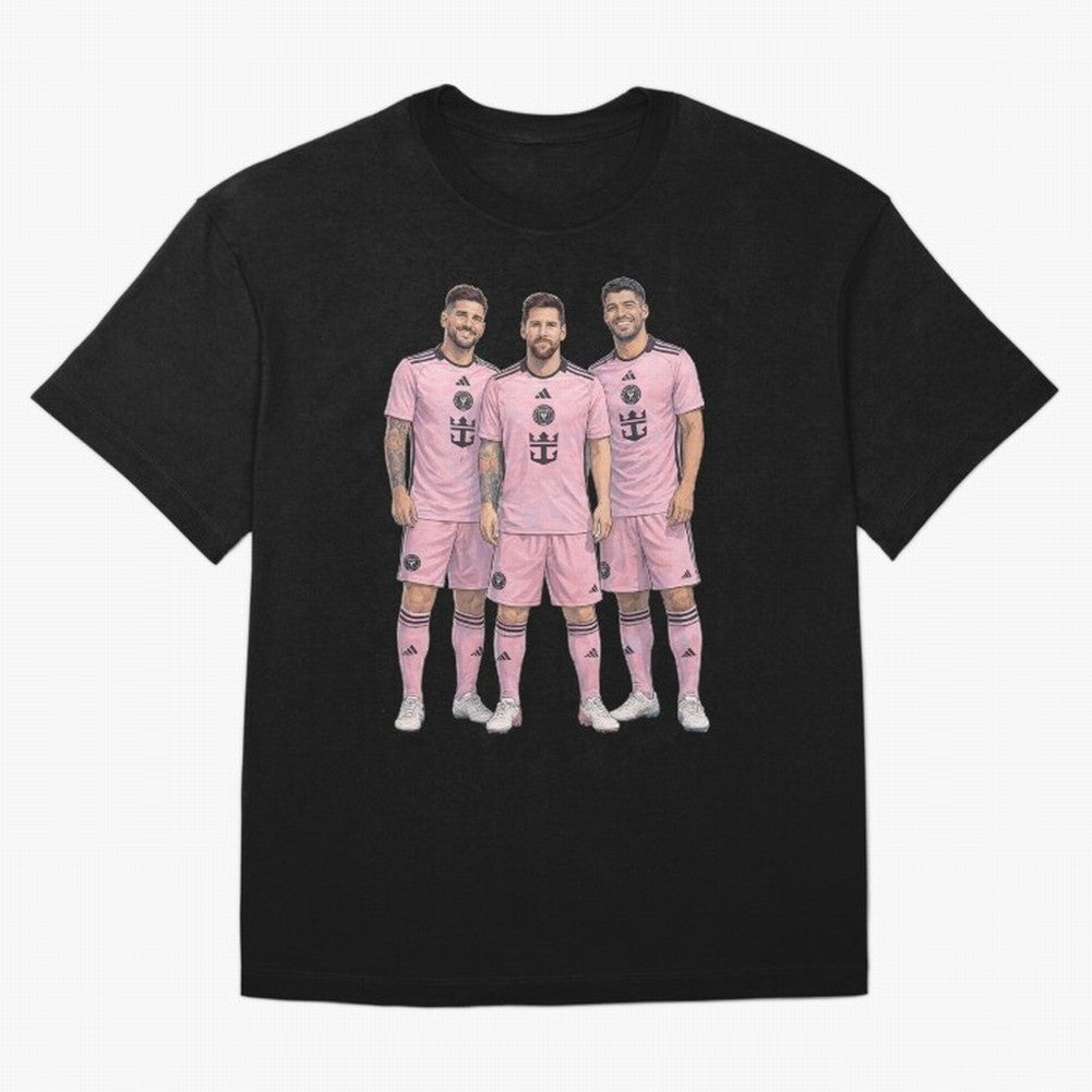 Messi, De Paul and Suarez Inter Miami artistic style ¨C MLS Soccer Oversized T-Shirt Enjoy the FIFA World Cup 2026 USA Canada Mexico Journey through Cristiano Ronaldo Highlights, England, France and Netherlands Pride, Classic Soccer Heritage,