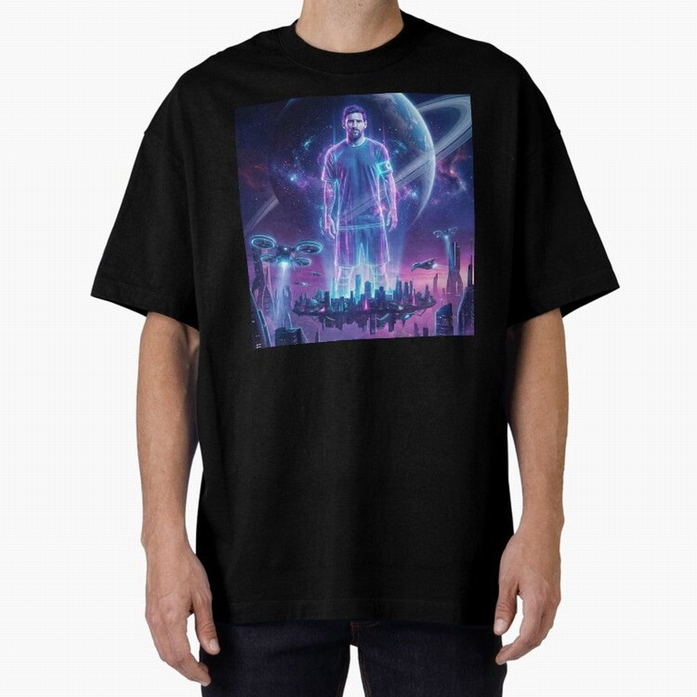 Lionel Messi (GOAT) Hologram in Futuristic Cyberpunk City (Version 3) Classic T-Shirt Feel FIFA World Cup 2026 Group Stage Spirit, Built around Spain, Messi, Neymar and Mbappe, Stadium Chants, National Pride, Trophy Dreams and Unforgettable