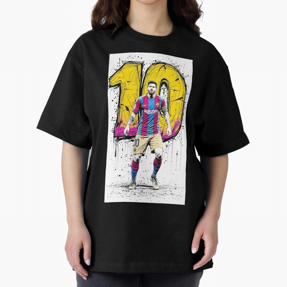 Lionel Messi Barcelona 10 Fan Art Oversized T-Shirt Relive Legendary Nights from FIFA World Cup 2026 Group Stage Centered on Haaland, Portugal, Spain and Germany Energy, Champion Mindset, Group Stage Buzz, Knockout Tension and Passionate Fan