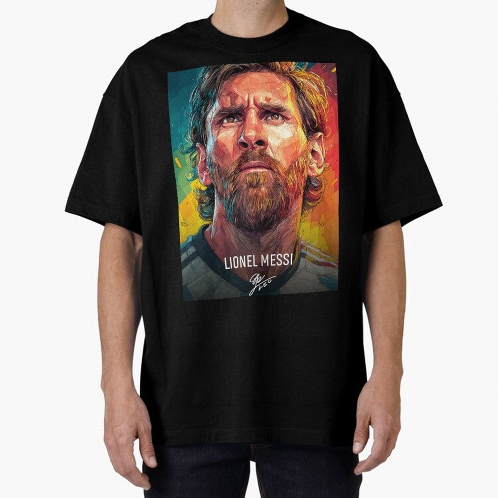 Lionel Messi Football Soccer Player Colorful Modern Portrait Classic T-Shirt Bring Home Match Day Hype around FIFA World Cup 2026 USA Canada Mexico, Cristiano Ronaldo, Haaland and CR7, Brazil, Retro Football Energy, Iconic Rivalries, Trophy Chase