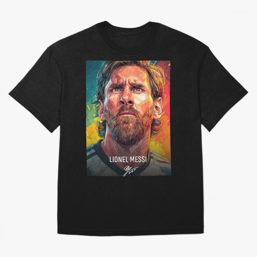 Lionel Messi Football Soccer Player Colorful Modern Portrait Classic T-Shirt Bring Home Match Day Hype around FIFA World Cup 2026 USA Canada Mexico, Cristiano Ronaldo, Haaland and CR7, Brazil, Retro Football Energy, Iconic Rivalries, Trophy Chase