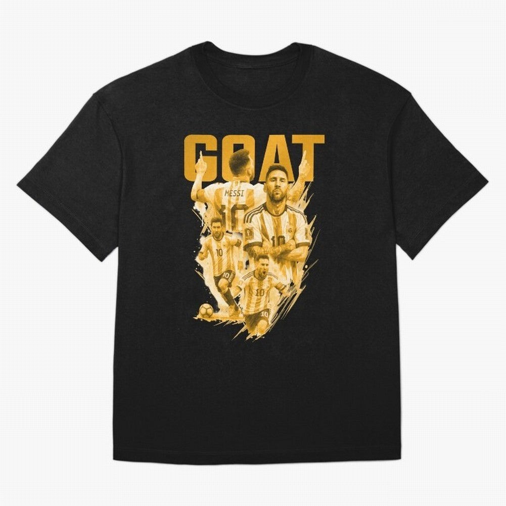 GOLD GOAT Lionel Messi watercolor illustration Oversized T-Shirt Bring Supporter Culture to FIFA World Cup 2026 USA Canada Mexico for Fans of Neymar, Haaland and Cristiano Ronaldo and Argentina and Brazil, Bringing Retro Football Energy, Iconic
