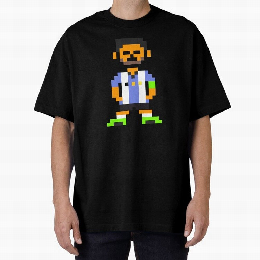 Pixel Pose Messi Oversized T-Shirt Celebrate the Stars of FIFA World Cup 2026 with Cristiano Ronaldo, Haaland and CR7, Portugal Energy, Sports Nostalgia, International Competition, Famous Players and Unforgettable Victories; Great for Supporters