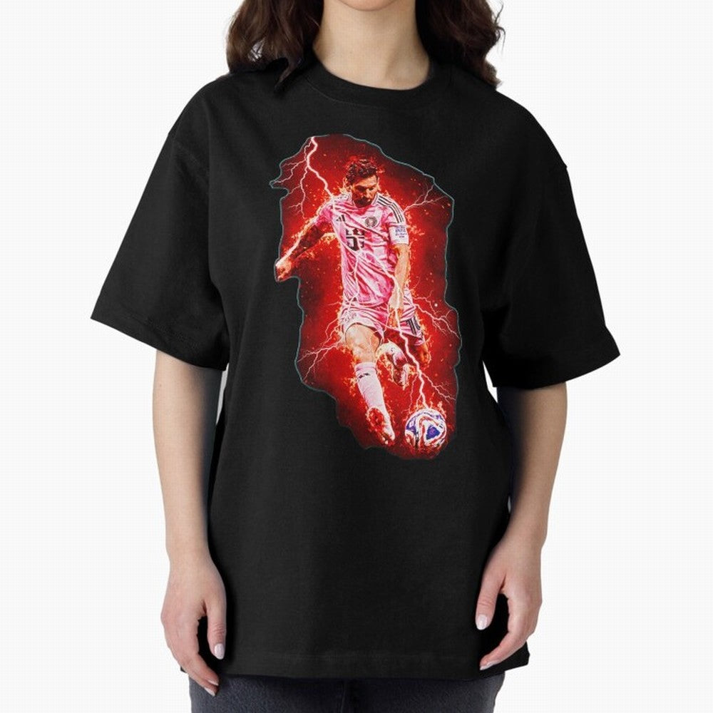 Messi The Goat (HD) High Definition Design | Exclusive Fanart Oversized T-Shirt Make Your Look Match the FIFA World Cup 2026 Journey through Cristiano Ronaldo Highlights, Spain Pride, Sports Nostalgia, International Competition, Famous Players and