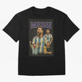 Lionel Messi Retro T-Shirt | 90s Football GOAT Collage Tee Boxy T-Shirt Make Memories around Global Football Passion for FIFA World Cup 2026 Group Stage, Celebrating Messi, CR7 and Mbappe, Spain and Netherlands, Football Passion, Legendary