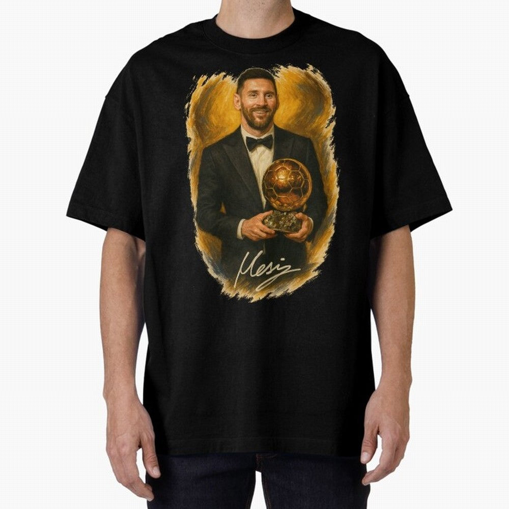 Lionel Messi Ballon d'Or Portrait ¨C Football Legend in Tuxedo Holding Trophy Classic T-Shirt Bring World Football Passion into Match Day Hype around FIFA World Cup 2026 USA Canada Mexico, Mbappe and Neymar, France and Portugal, Game Day Rituals,
