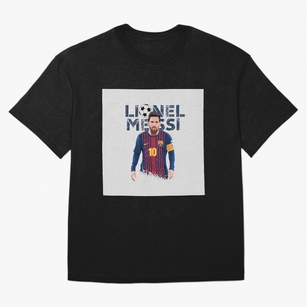 Stylized Lionel Messi Barcelona Illustration ¨C Iconic Football Artwork Oversized T-Shirt Mark Match Day Hype around FIFA World Cup 2026 Group Stage, Haaland, Spain, Stadium Memories, Football Loyalty, International Chants and Championship