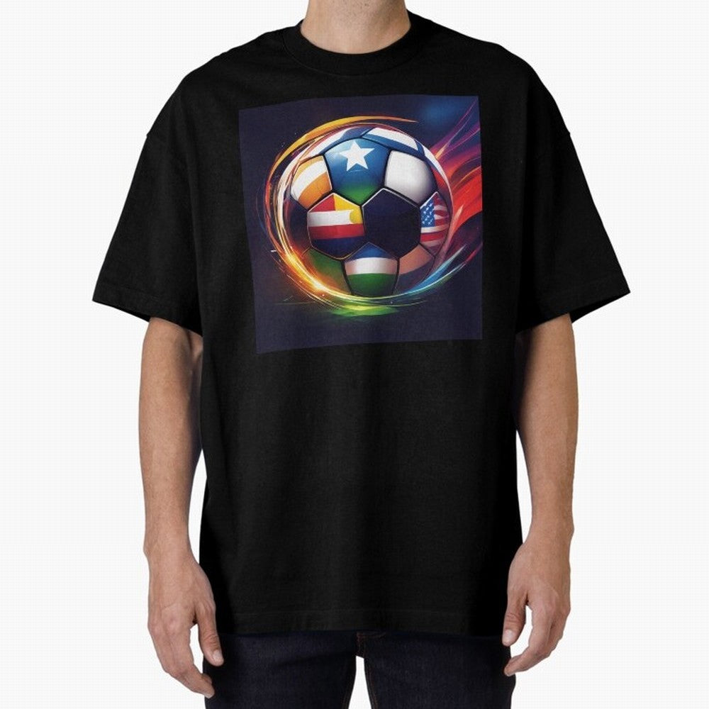 Soccer 2 Oversized T-Shirt Keep the Match Day Mood of FIFA World Cup 2026 USA Canada Mexico Spirit, Built around Argentina, Messi, CR7 and Mbappe, Goal Celebration Energy, Supporter Heritage, Football Icons and Worldwide Tournament Joy; Ideal for