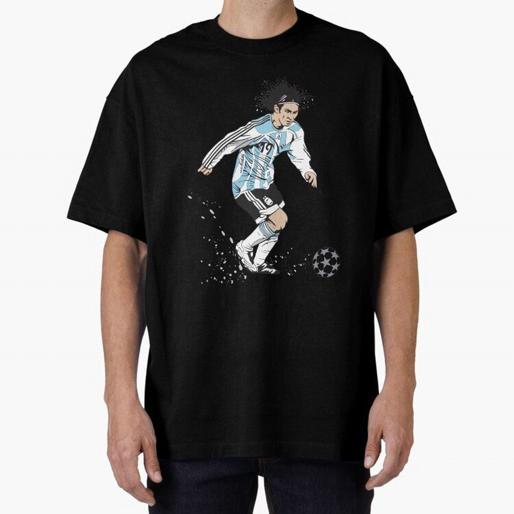 Lionel Messi runner Oversized T-Shirt Upgrade FIFA World Cup 2026 Featuring Cristiano Ronaldo, Haaland and CR7, Argentina and Brazil Energy, Global Supporter Spirit, Legendary Goals, National Colors and Tournament Celebration; Perfect for