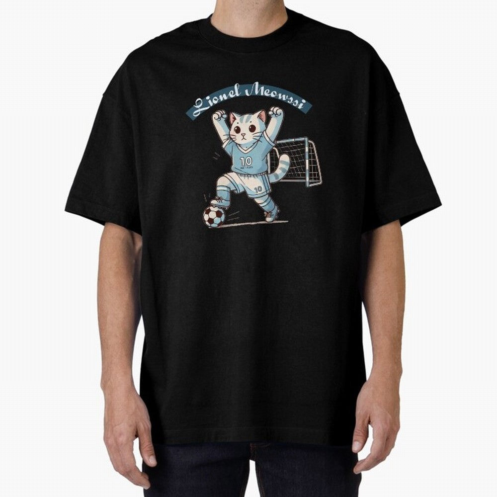 Lionel Meowssi Oversized T-Shirt Make Your Look Match Match Day Hype around FIFA World Cup 2026 USA Canada Mexico, CR7 and Messi, England and Germany, Stadium Chants, National Pride, Trophy Dreams and Unforgettable Football Memories; Great for