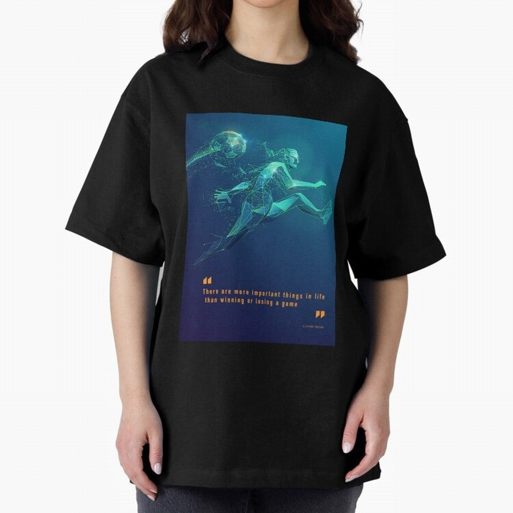 soccer football graphic Lionel Messi quotes Oversized T-Shirt Embrace FIFA World Cup 2026 Spirit, Inspired by Portugal, Cristiano Ronaldo, Haaland and CR7, Champion Mindset, Group Stage Buzz, Knockout Tension and Passionate Fan Culture; Perfect for