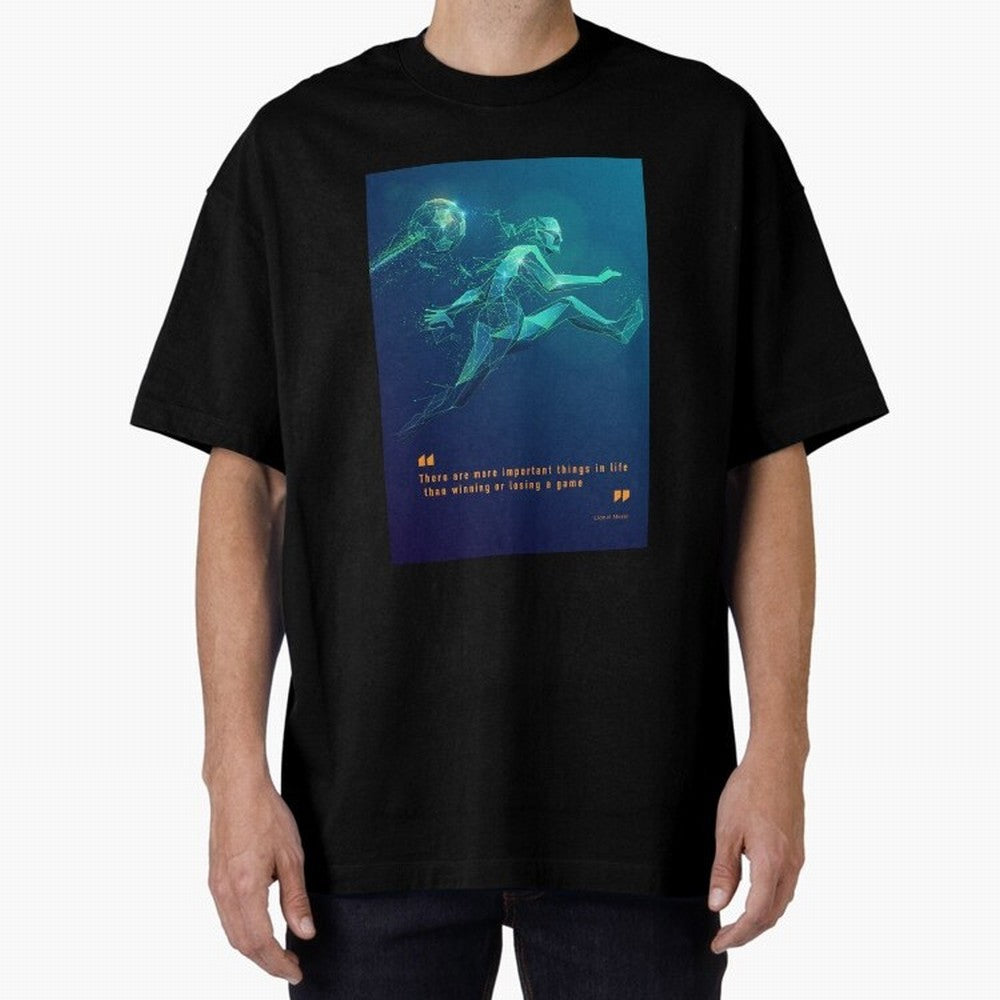 soccer football graphic Lionel Messi quotes Oversized T-Shirt Embrace FIFA World Cup 2026 Spirit, Inspired by Portugal, Cristiano Ronaldo, Haaland and CR7, Champion Mindset, Group Stage Buzz, Knockout Tension and Passionate Fan Culture; Perfect for