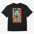 Messi The GOAT Graphic poster design Premium T-Shirt Show Your Tournament Heart for FIFA World Cup 2026 Group Stage Built around Messi, Portugal, Spain and Germany Energy, Sports Nostalgia, International Competition, Famous Players and