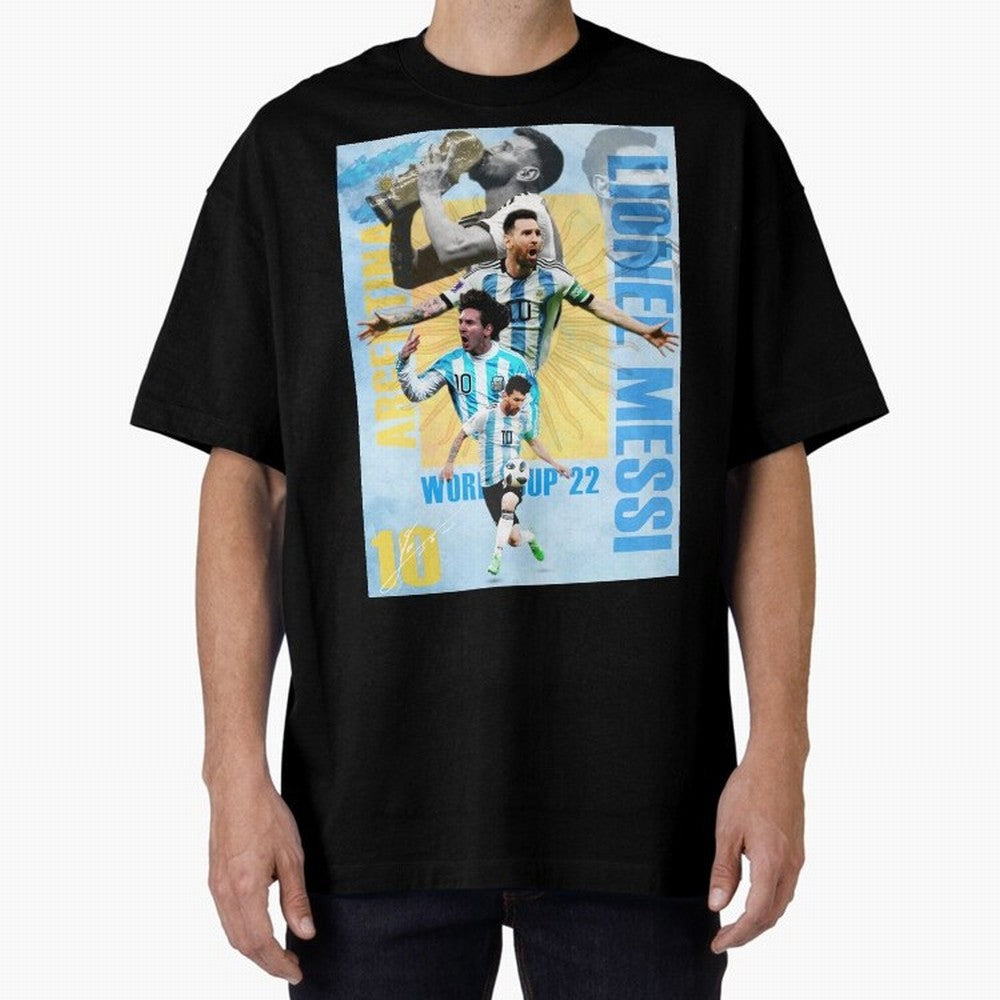 Lionel Messi Argentina World Cup Victory Poster - 2022 Soccer Champion Wall Art Premium T-Shirt Cheer for FIFA World Cup 2026 for Fans of Neymar and Netherlands, Bringing Football Passion, Legendary Performances, Festival Vibes and Supporter