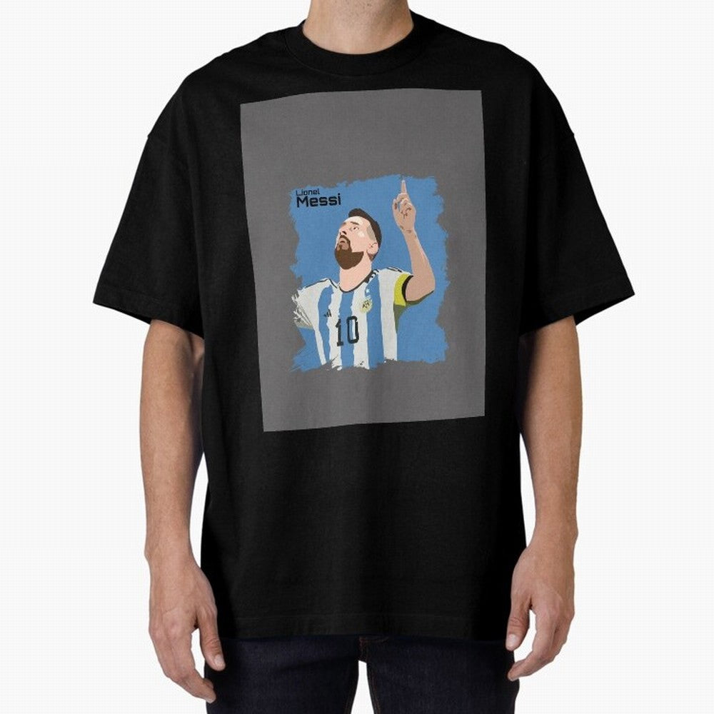 Lionel Messi Triumphant Argentina Portrait Graphic T-Shirt Celebrate Every Goal in FIFA World Cup 2026 Group Stage for Fans of Neymar, Haaland and Cristiano Ronaldo and England and Germany, Bringing Goal Celebration Energy, Supporter Heritage,