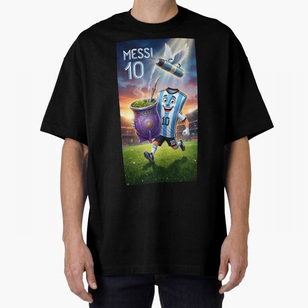 Messi 10 & Mate Magic ¨C The Soul of Argentine Football - Argentina Football Mate Mascot - Messi 10 Soccer Fan Art Oversized T-Shirt Step into FIFA World Cup 2026 USA Canada Mexico for Fans of Messi, Neymar and Mbappe and Netherlands, Bringing