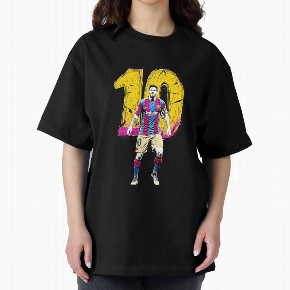 Messi sticker Oversized T-Shirt Celebrate Rivalries and Pride in FIFA World Cup 2026 for Fans of Cristiano Ronaldo and England, France and Netherlands, Bringing Championship Spirit, Famous Goals, Roaring Crowds and International Football Unity;