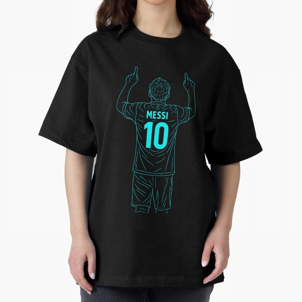 Messi Iconic Celebration Oversized T-Shirt Follow the Road to Global Football Passion for FIFA World Cup 2026 Group Stage, Centered on Cristiano Ronaldo, Haaland and CR7, Portugal, Game Day Rituals, Football Legends, Country Pride and the Road to