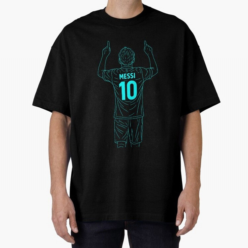 Messi Iconic Celebration Oversized T-Shirt Follow the Road to Global Football Passion for FIFA World Cup 2026 Group Stage, Centered on Cristiano Ronaldo, Haaland and CR7, Portugal, Game Day Rituals, Football Legends, Country Pride and the Road to