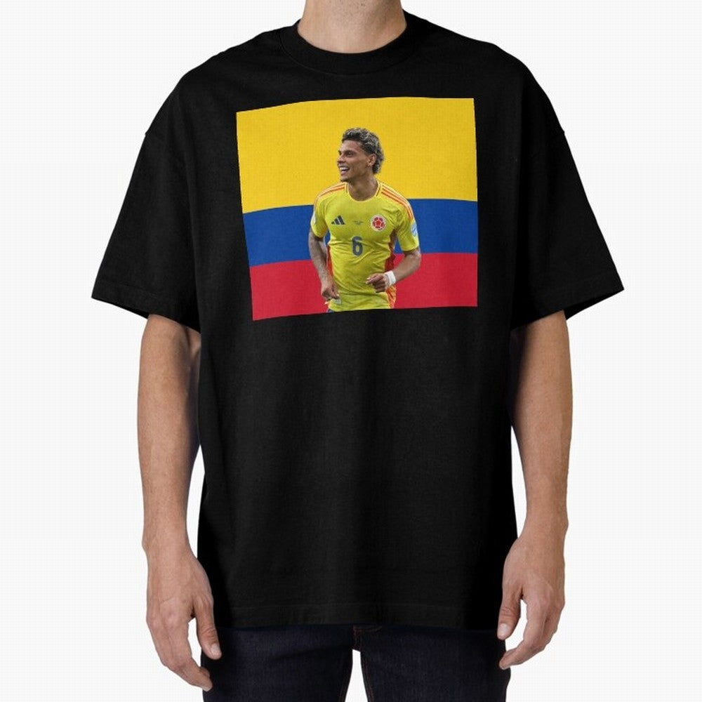 Richard Rios Colombian Flag Oversized T-Shirt Spotlight the FIFA World Cup 2026 USA Canada Mexico Journey through Messi and Cristiano Ronaldo Highlights, Brazil Pride, Goal Celebration Energy, Supporter Heritage, Football Icons and Worldwide