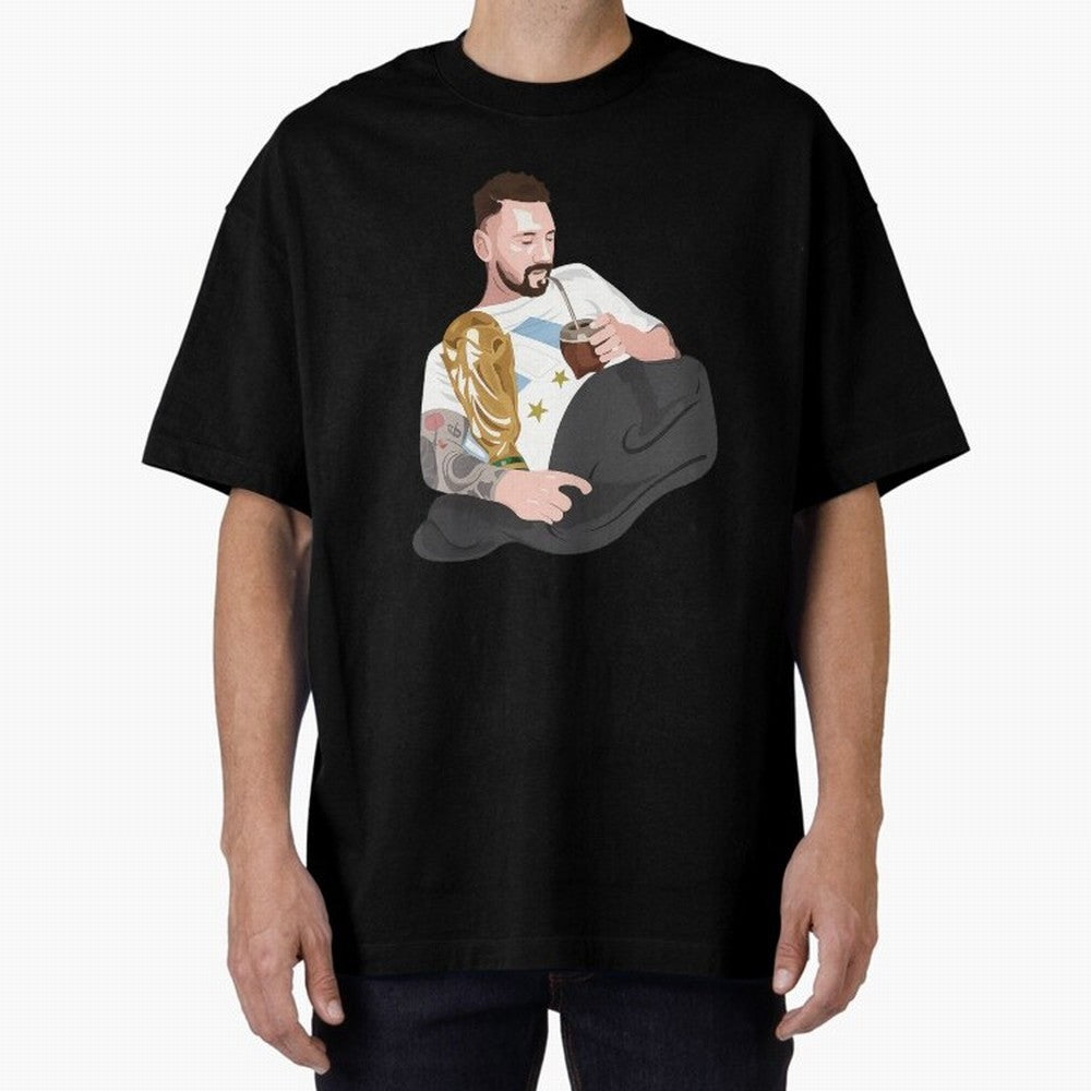 Messi with the World Cup and drinking mate Classic T-Shirt Bring International Match Energy to Match Day Hype around FIFA World Cup 2026, Messi, CR7 and Mbappe, Portugal, Spain and Germany, Classic Soccer Heritage, Championship Pressure, Fan