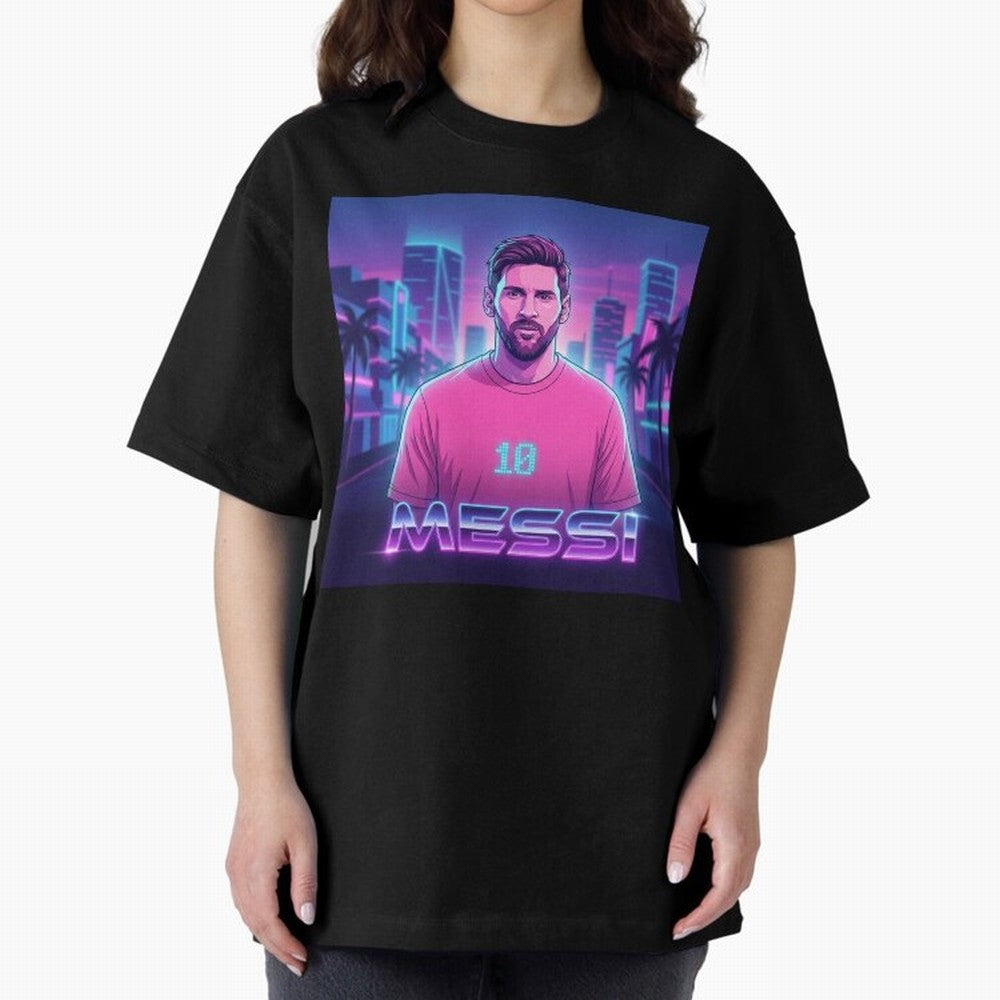 Inter Miami? Football Legend Messi Cyberpunk Retro Futurist Design (Version 2) Classic T-Shirt Carry FIFA World Cup 2026 Group Stage Featuring Neymar, Haaland and Cristiano Ronaldo, Argentina Energy, Football History, Final Match Energy, Crowd
