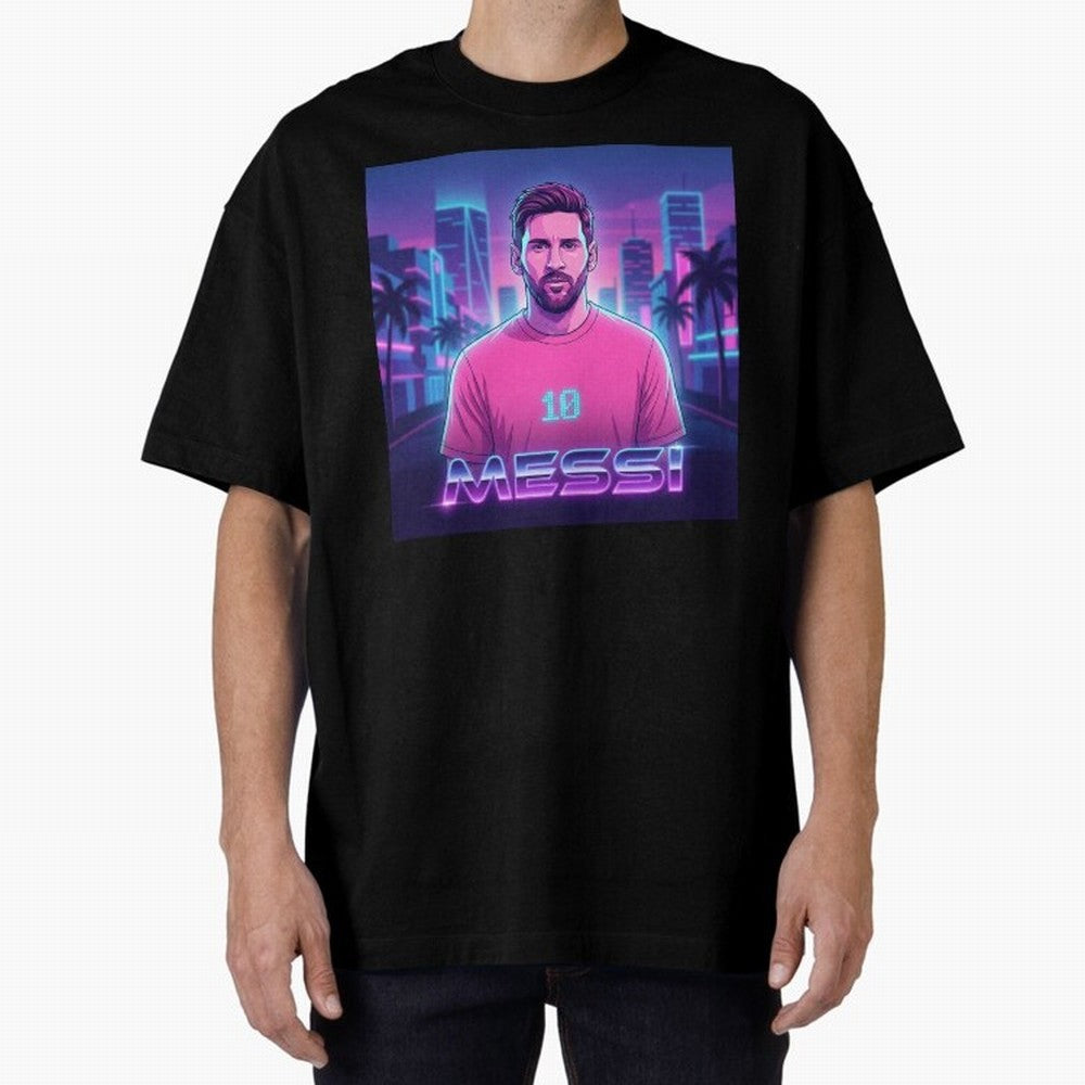 Inter Miami? Football Legend Messi Cyberpunk Retro Futurist Design (Version 2) Classic T-Shirt Carry FIFA World Cup 2026 Group Stage Featuring Neymar, Haaland and Cristiano Ronaldo, Argentina Energy, Football History, Final Match Energy, Crowd