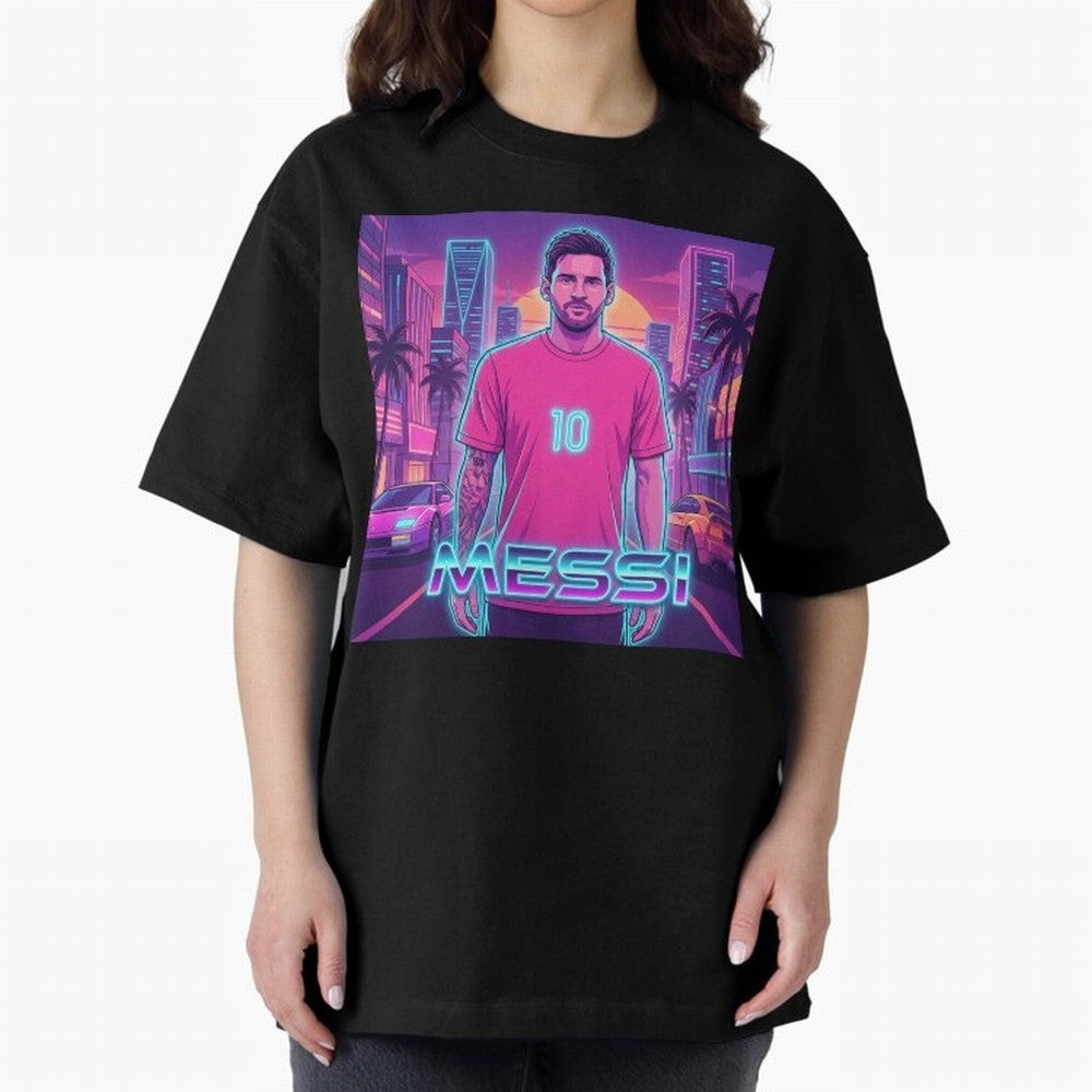 Inter Miami? Football Legend Messi Cyberpunk Retro Futurist Design (Version 3) Classic T-Shirt Spotlight the FIFA World Cup 2026 USA Canada Mexico Journey through Mbappe Highlights, Argentina Pride, Game Day Rituals, Football Legends, Country Pride