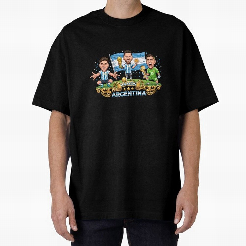 Argentina World Champions Messi Cartoon Classic T-Shirt Bring Match Day Fire to FIFA World Cup 2026 Group Stage Spirit, Made for Spain, Haaland, Football Passion, Legendary Performances, Festival Vibes and Supporter Community; Ideal for Passionate
