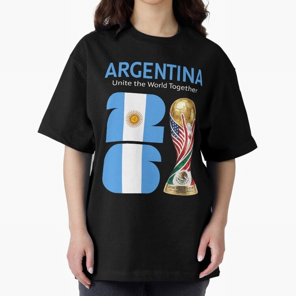 World Cup 2026, ARGENTINA Oversized T-Shirt Showcase FIFA World Cup 2026 Filled with CR7, Portugal Energy, Football History, Final Match Energy, Crowd Noise and Once in a Lifetime Moments; Ideal for Football Dads, Football Moms, Friends, Collectors