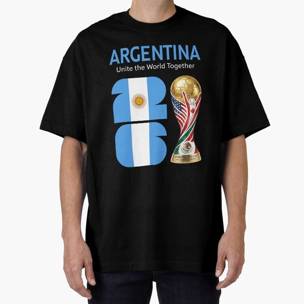 World Cup 2026, ARGENTINA Oversized T-Shirt Showcase FIFA World Cup 2026 Filled with CR7, Portugal Energy, Football History, Final Match Energy, Crowd Noise and Once in a Lifetime Moments; Ideal for Football Dads, Football Moms, Friends, Collectors
