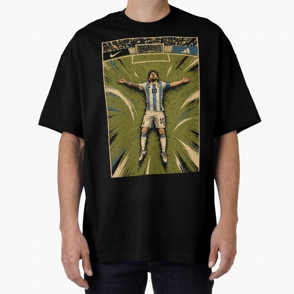 Messi Argentine Football Legend Celebration Poster | Vintage Comic Soccer Champion Art Classic T-Shirt Get Ready for the FIFA World Cup 2026 USA Canada Mexico Journey through Mbappe and Neymar Highlights, Portugal, Spain and Germany Pride, Football
