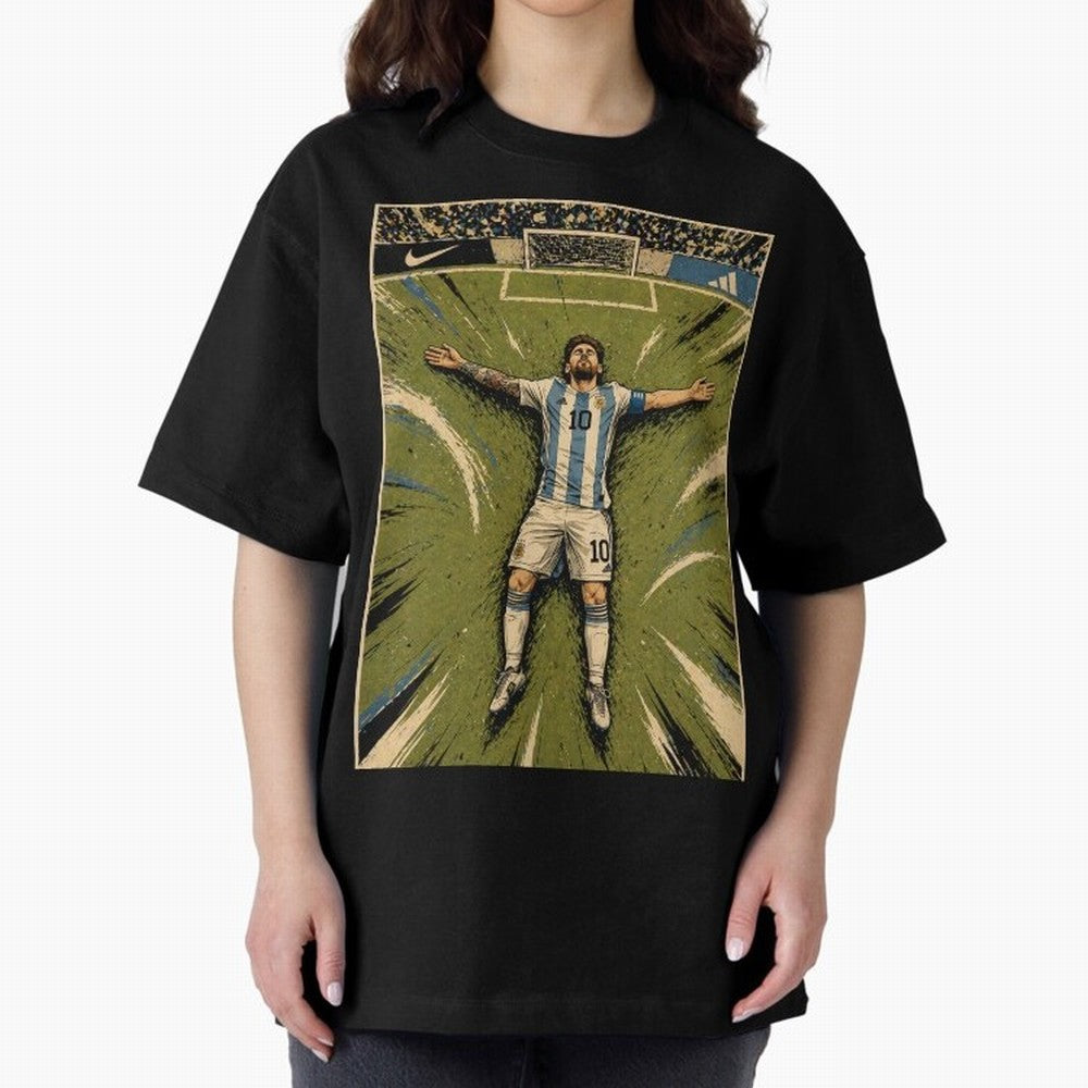 Messi Argentine Football Legend Celebration Poster | Vintage Comic Soccer Champion Art Classic T-Shirt Get Ready for the FIFA World Cup 2026 USA Canada Mexico Journey through Mbappe and Neymar Highlights, Portugal, Spain and Germany Pride, Football