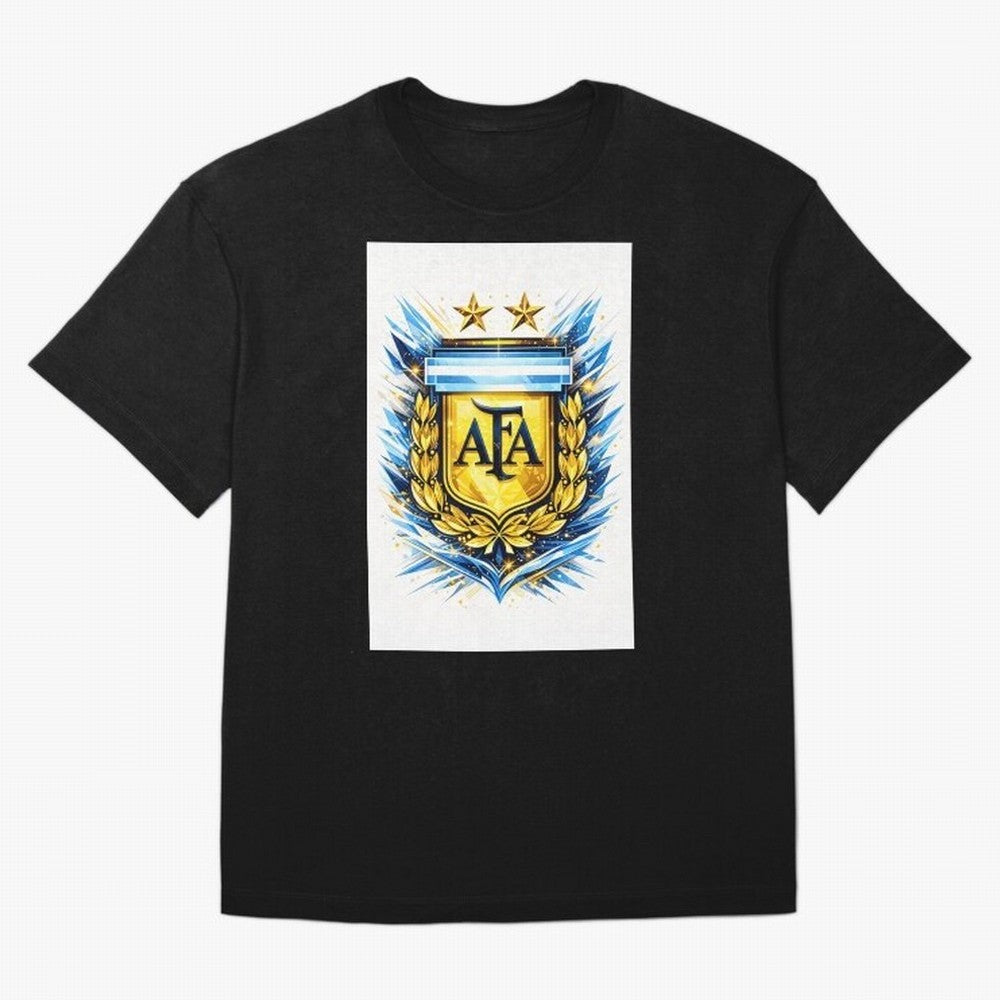 Argentina champions AFA crest gold blue soccer design Oversized T-Shirt Feel the Heartbeat of Global Football Passion for FIFA World Cup 2026 USA Canada Mexico, Inspired by Haaland and Mbappe, Portugal, Tournament Hype, Historic Matchups, Family