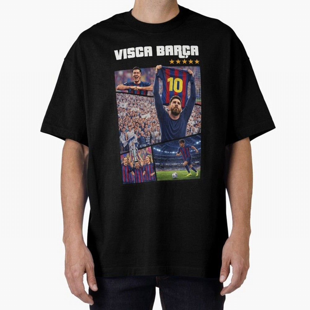 Visca Bar?a Legends Poster | Messi 10 FC Barcelona Art Oversized T-Shirt Bring a Champion Mindset to FIFA World Cup 2026 Group Stage for Fans of Mbappe and Neymar and Netherlands, Bringing Champion Mindset, Group Stage Buzz, Knockout Tension and