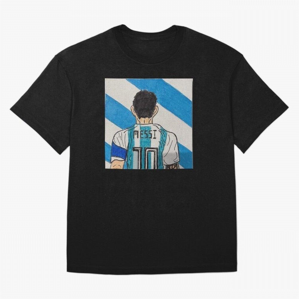 Messi Artwork Oversized T-Shirt Celebrate Rivalries and Pride in FIFA World Cup 2026 Group Stage for Fans of Messi and Brazil, Bringing Football Passion, Legendary Performances, Festival Vibes and Supporter Community; Ideal for Fans Who Follow