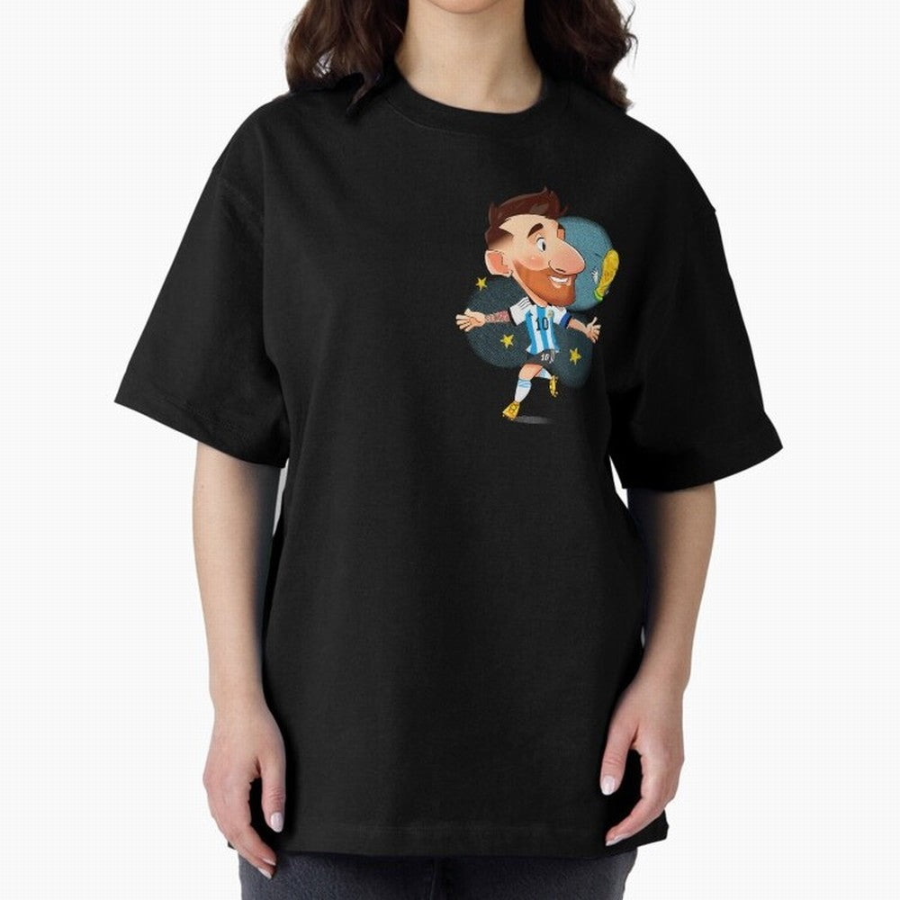 Messi GOAT Oversized T-Shirt Experience the Global Stage of FIFA World Cup 2026 Spirit, Connected to Argentina, Messi, Neymar and Mbappe, Goal Celebration Energy, Supporter Heritage, Football Icons and Worldwide Tournament Joy; Ideal for Fans Who