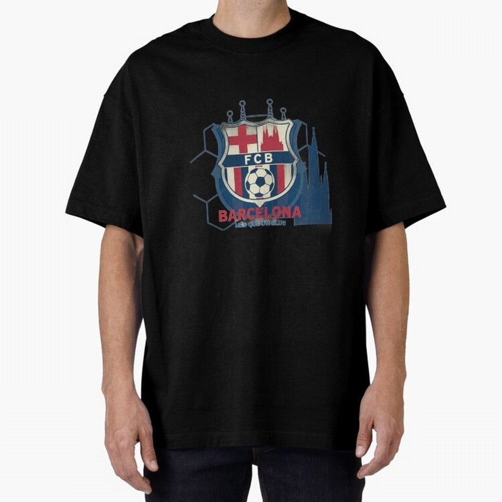 FCB Minimalist - Football Fan Design Oversized T-Shirt Follow Every Goal of FIFA World Cup 2026 USA Canada Mexico Connected to Cristiano Ronaldo, Haaland and CR7, Netherlands Energy, Football History, Final Match Energy, Crowd Noise and Once in a