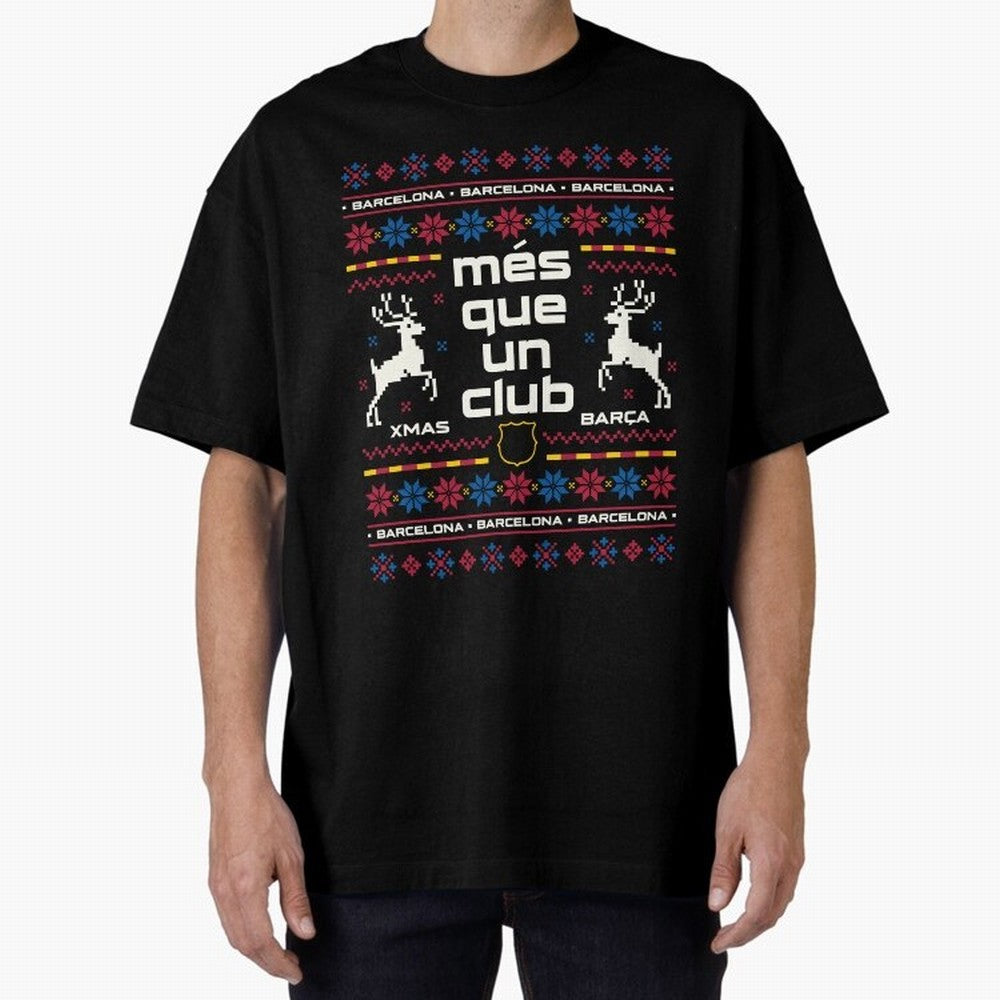 FC Barcelona Christmas Classic T-Shirt Celebrate Football Heritage in FIFA World Cup 2026 Group Stage for Fans of Messi and Cristiano Ronaldo and Spain, Bringing Football Festival Excitement, Trophy Ambitions, Country Rivalries and Star Player